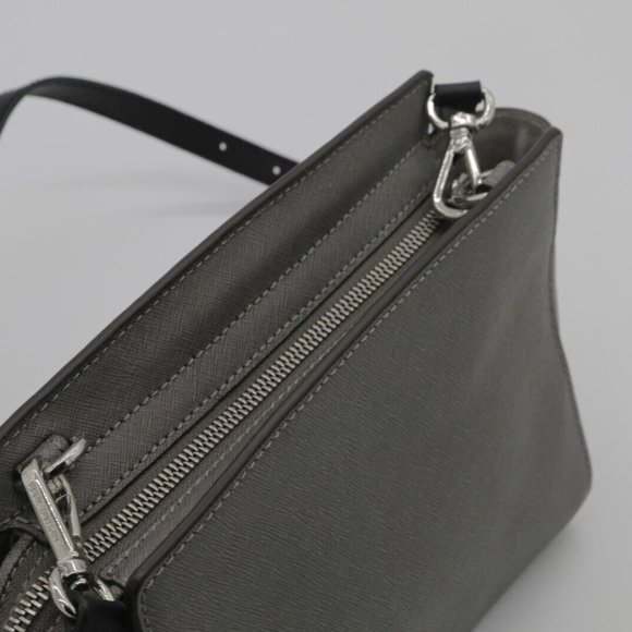 Michael Kors SELMA SATCHEL Shoulder Bag Logo Leather Gray Women - Picture 3 of 6